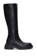 Women's Black Leather Zippered Thick Soled Boots | Derimod
