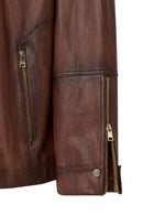 Britney Women's Brown Shirt Collar Oversize Leather Jacket | Derimod