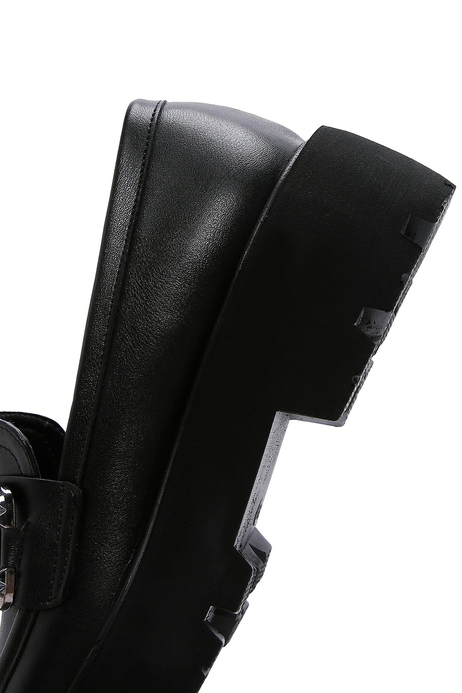 Women's Black Buckle Thick Soled Masculine Loafer