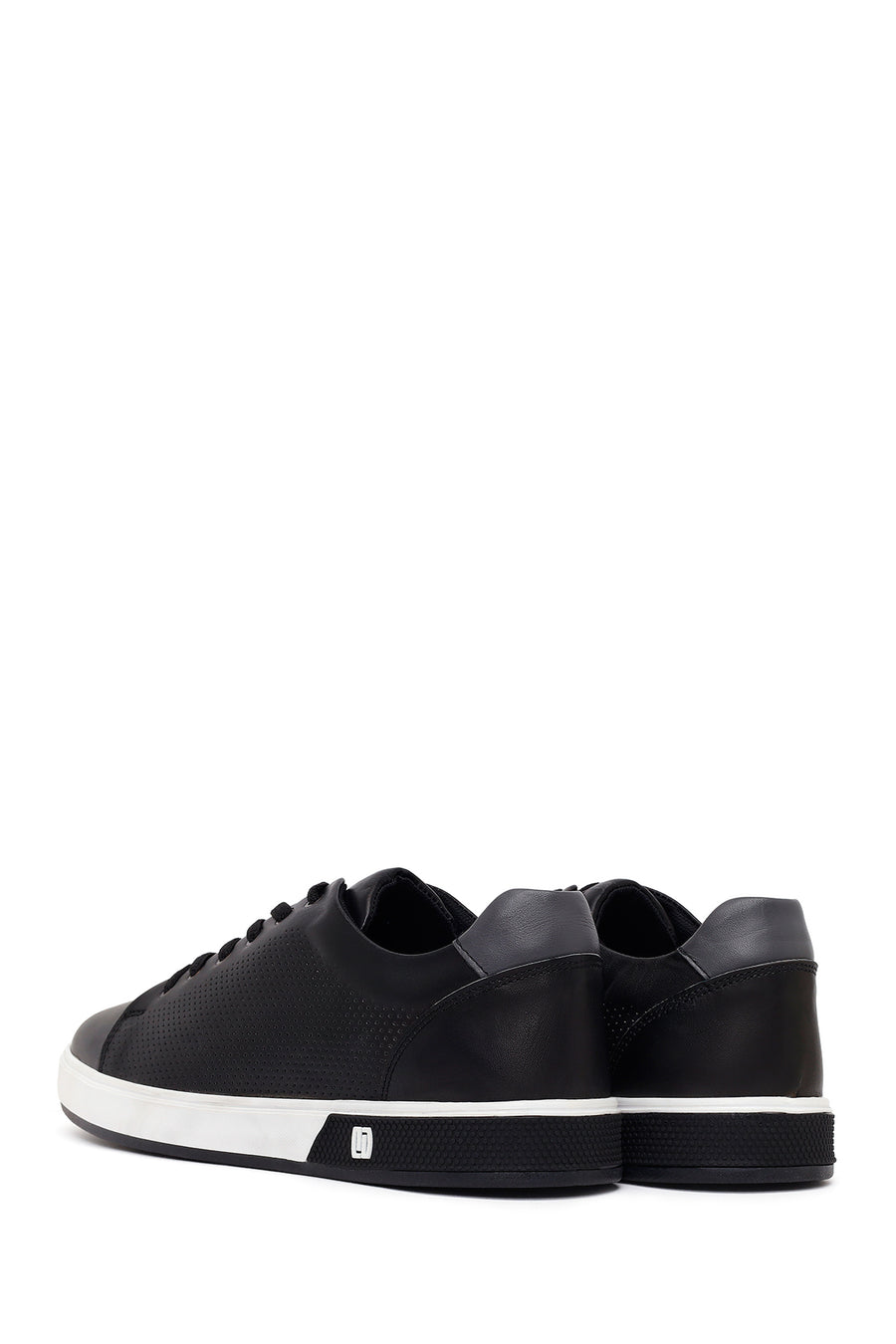 Erkek Siyah Bağcıklı Deri Sneaker