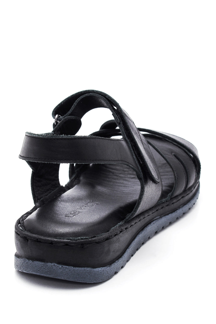 Women's Black Leather Comfort Sandals
