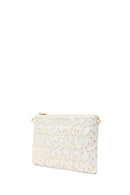 Woman Beige Long Chain Strap Patterned Clutch Bag | Derimod