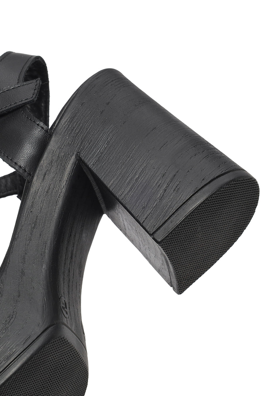 Woman Black Buckled Platform Block-Heel Leather Sandals
