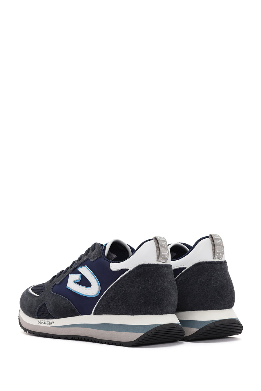 Alberto Guardiani Men's Navy Blue Wen Thick Sole Lace-Up Suede Leather Sneaker