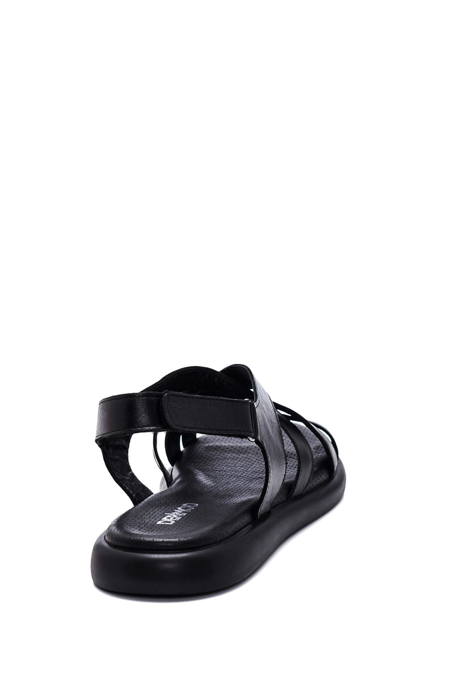 Women's Black Leather Comfort Sandals
