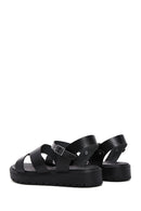 Women's Black Leather Bodrum Sandals | Derimod