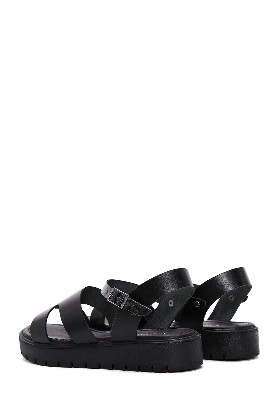 Women's Black Leather Bodrum Sandals