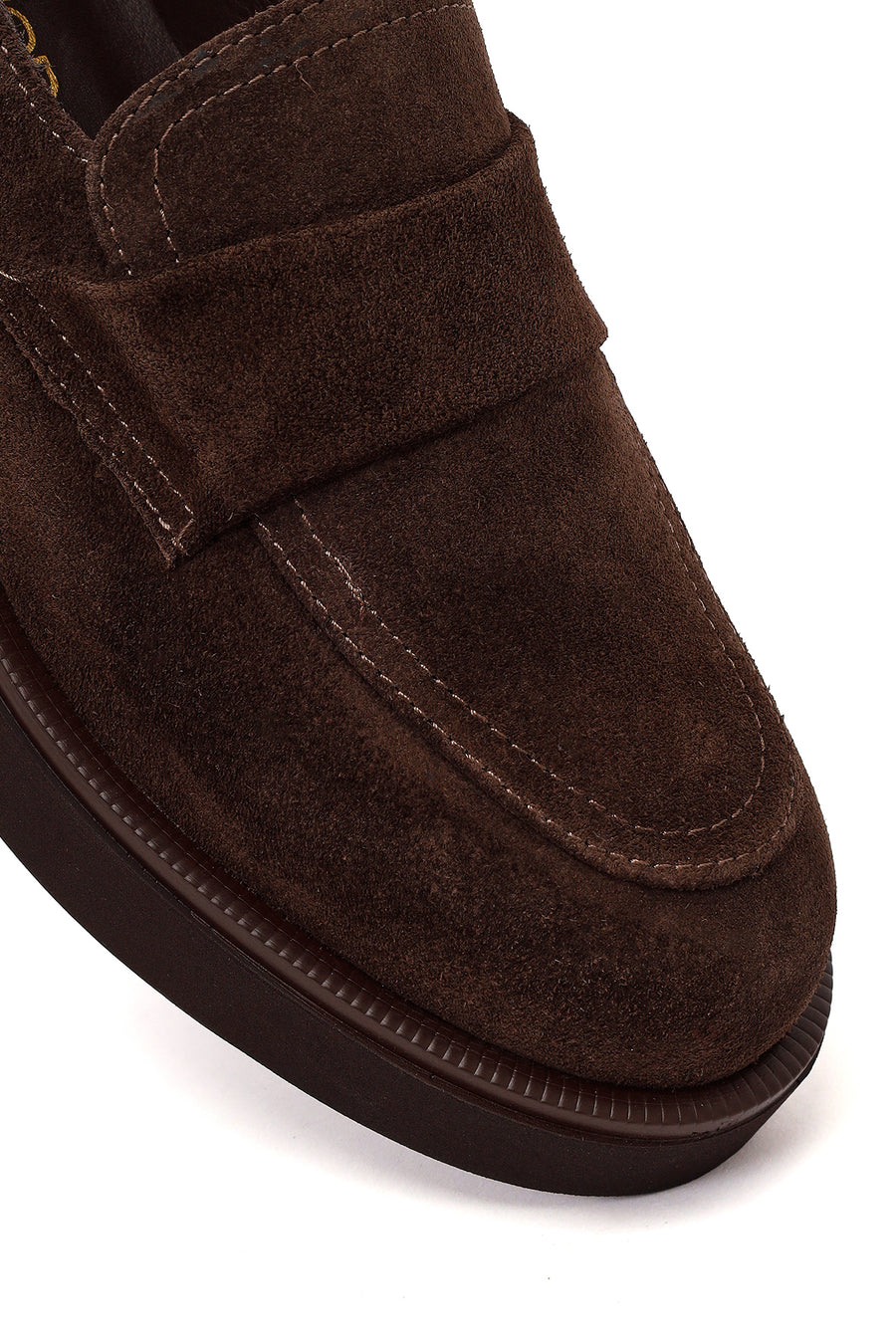 Kadın Koyu Vizon Süet Deri Maskülen Loafer