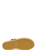 Woman Tan Ankle-Buckle Suede Espadrilles Sandal | Derimod