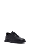 Erkek Siyah Bağcıklı Deri Casual Sneaker | Derimod