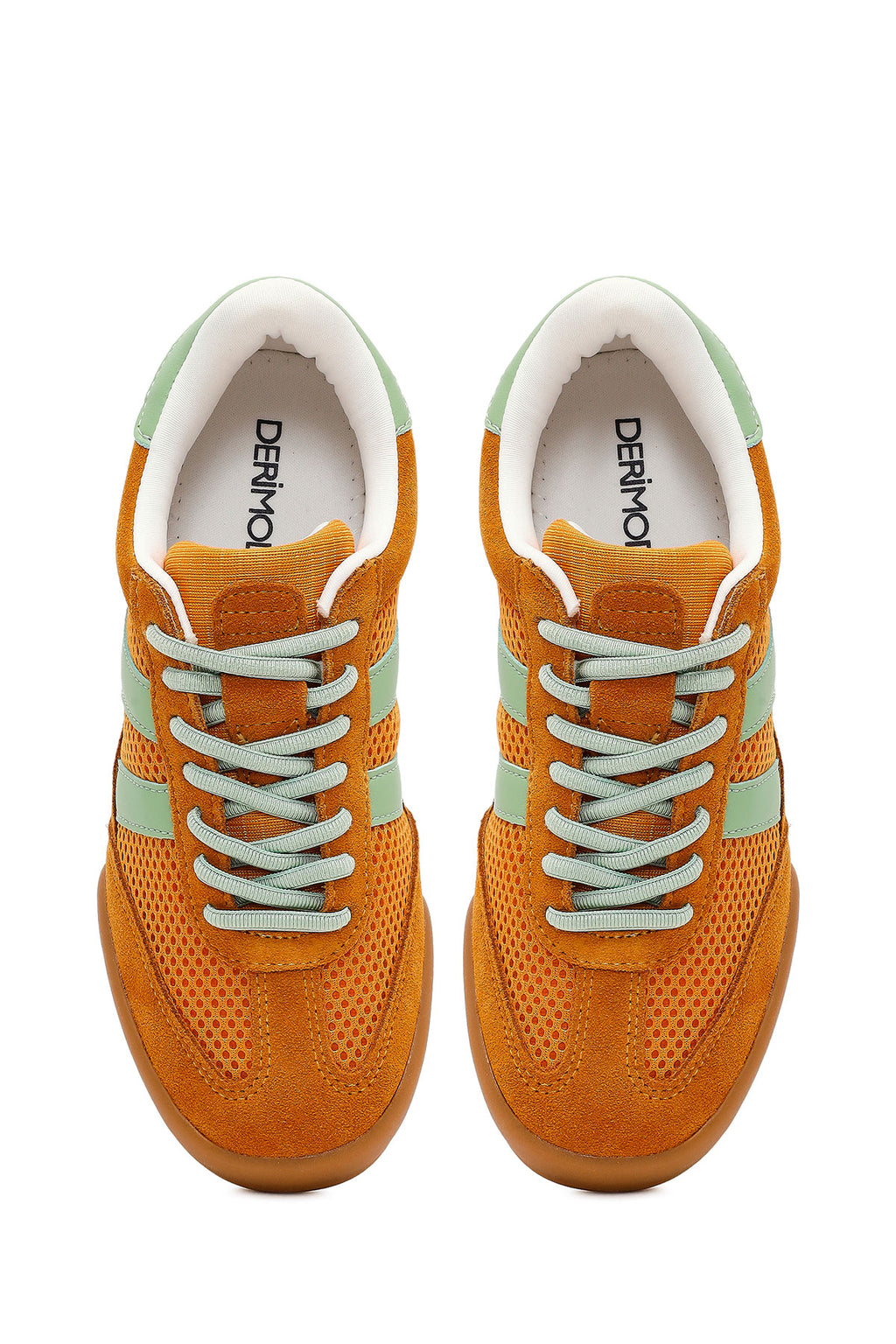 Kadın Turuncu Bağcıklı Deri Sneaker