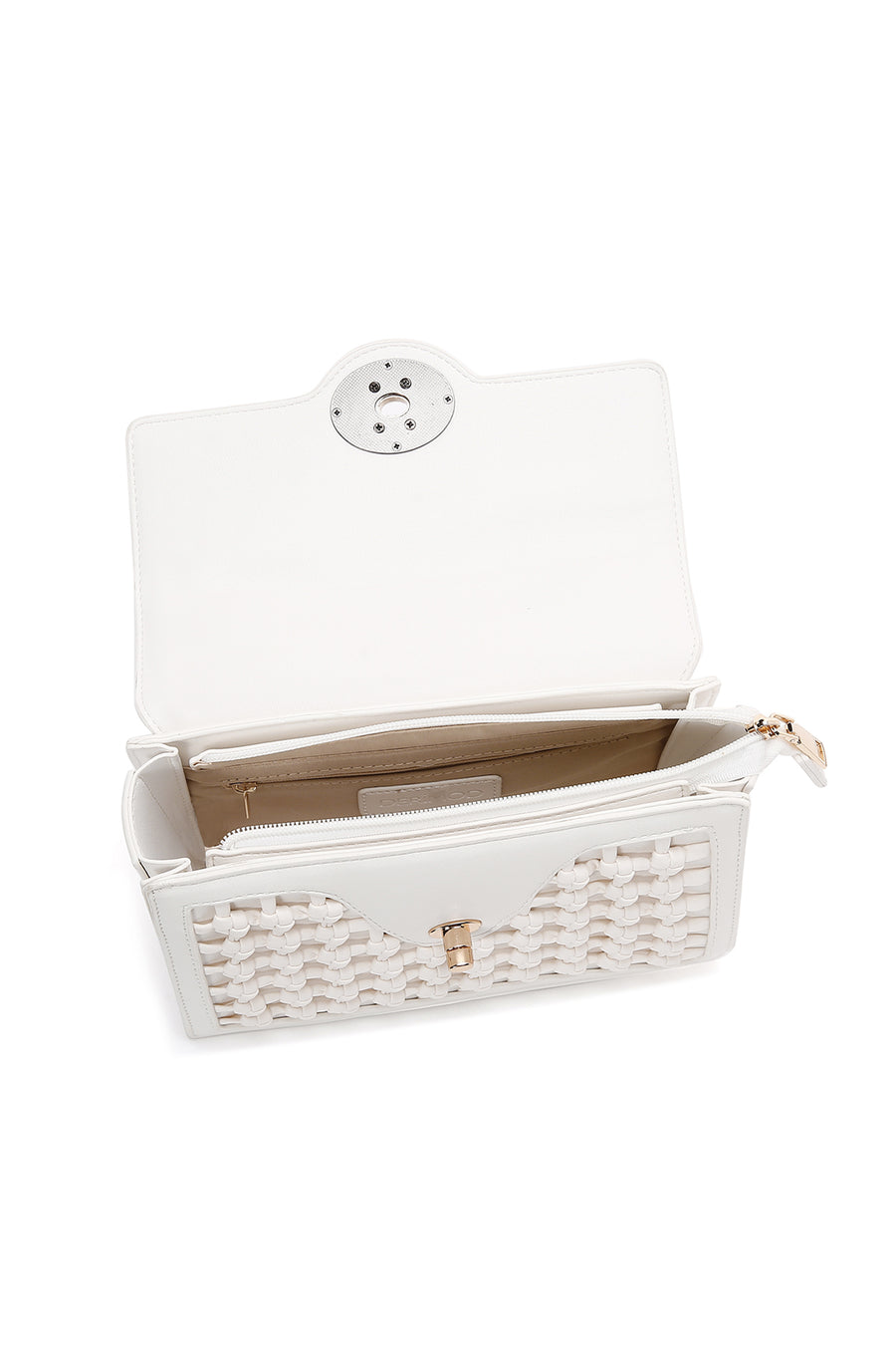 Women's White Long Chain Strap Knitted Crossbody Bag