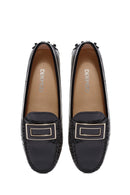 Woman Black Buckle-Detail Leather Loafer | Derimod