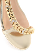 Woman Gold Stone-Embellished Sandal | Derimod