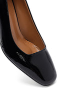 Woman Black Chunky Heels Leather Shoe | Derimod