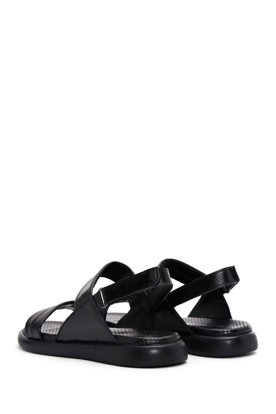 Women's Black Leather Comfort Sandals