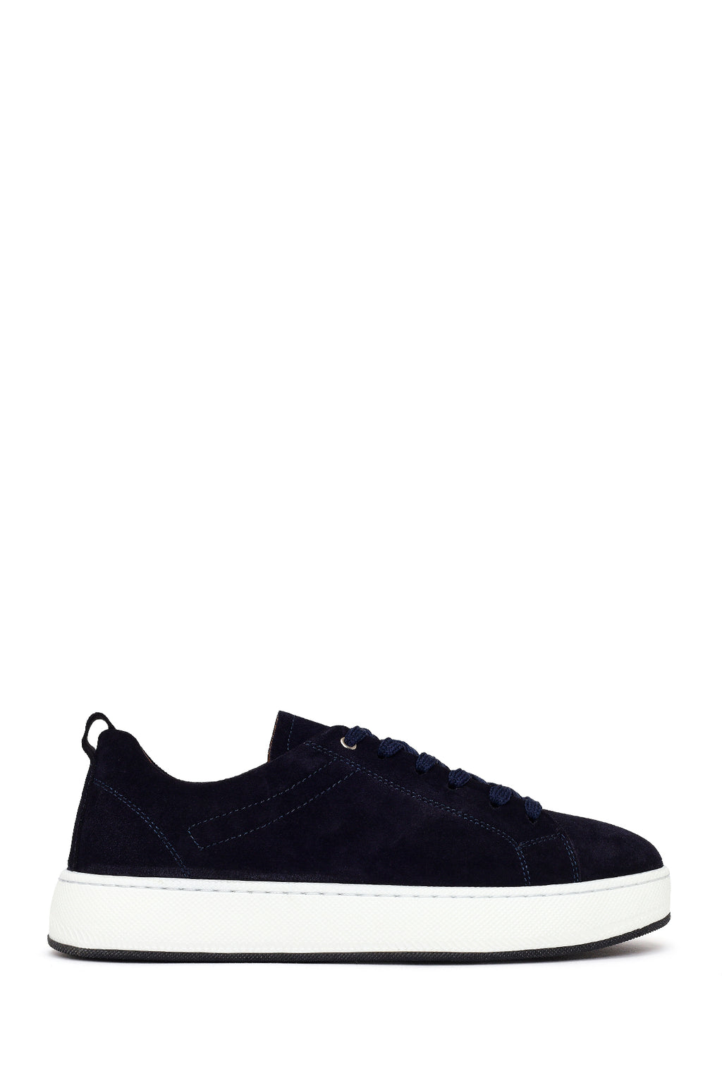 Erkek Lacivert Bağcıklı Süet Deri Sneaker