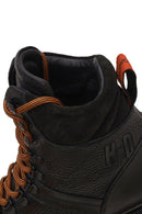 Harley Davidson Male Black Stein Lace-Up Thick-Sole Leather Combat Boots | Derimod