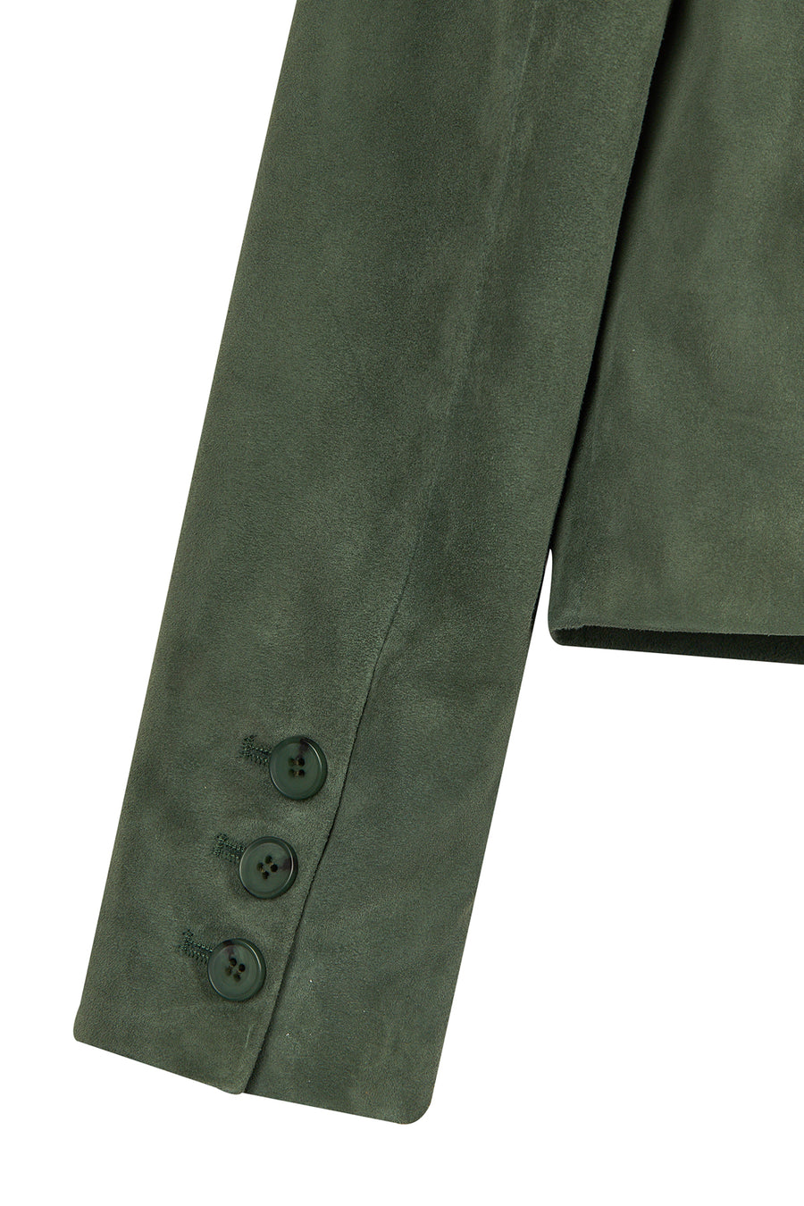 Cassandra Kadın Yeşil Slim-Fit Süet Deri Ceket
