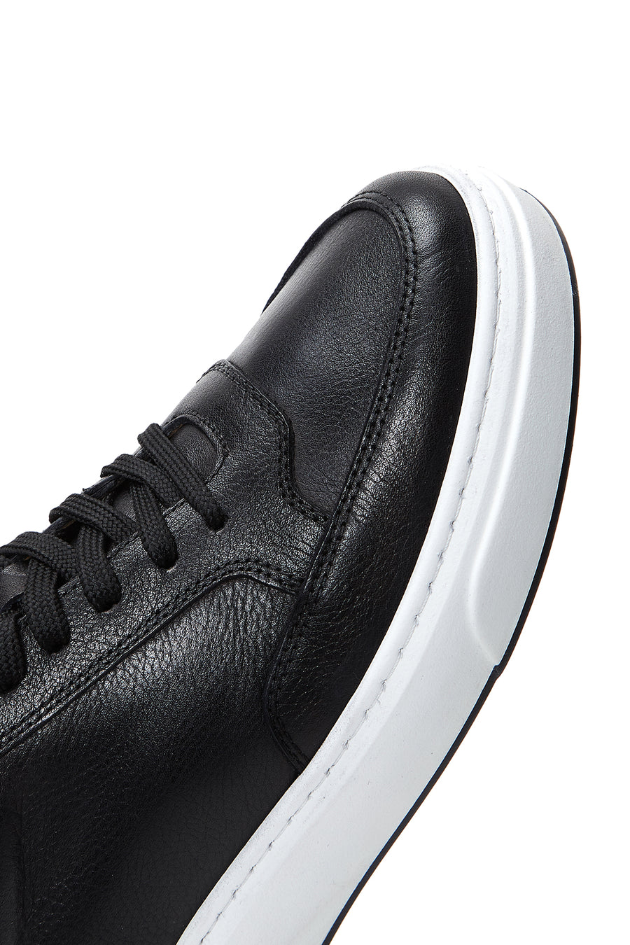 Erkek Siyah Bağcıklı Deri Sneaker