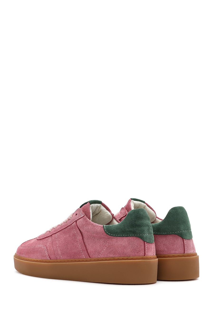 Kadın Pembe Bağcıklı Süet Deri Sneaker