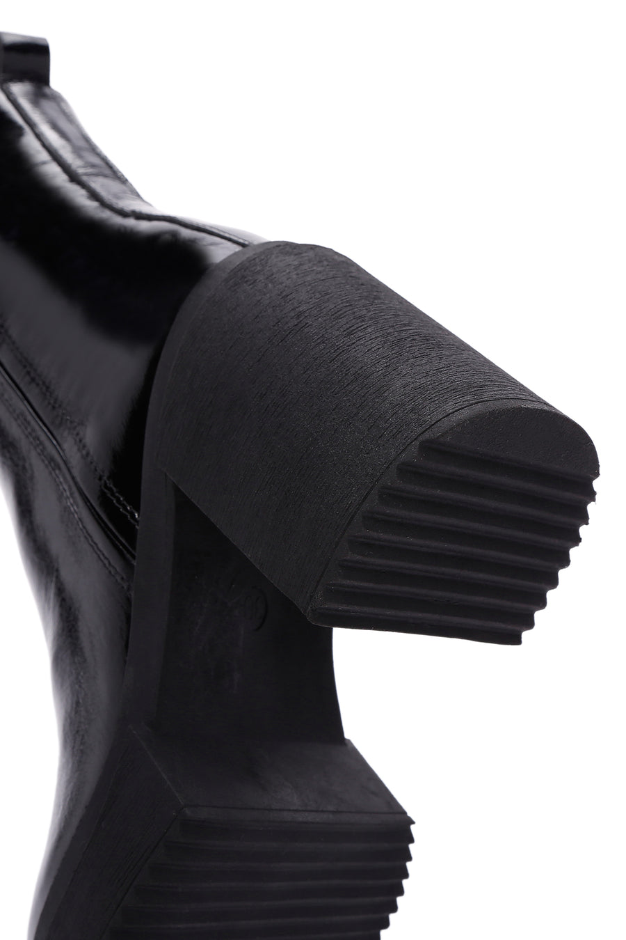 Women's Black Patent Leather Heeled Chelsea Boots