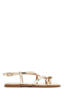 Women's Gold Metallic Flip Flop Sandals | Derimod