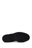 Woman Black Zip Closure Thick-Soled Leather Boots | Derimod