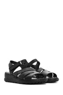 Women's Black Ankle Strap Chunky Sole Leather Comfort Sandals | Derimod