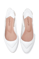 Women's White Leather Open-Back Ballerinas | Derimod