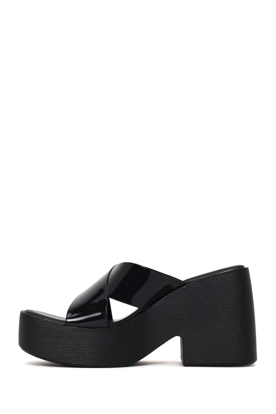 Woman Black Chunky-heeled Platform Jelly Slippers