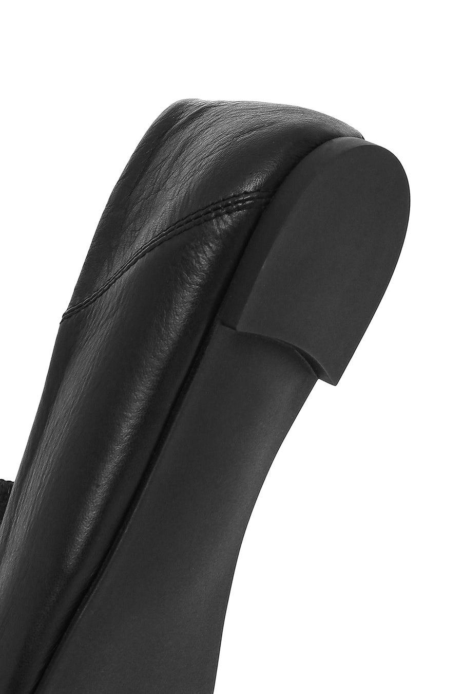 Kadın Siyah Tokalı Deri Maskülen Loafer