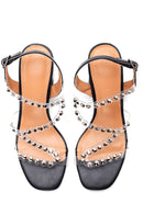 Women's Black Stone Transparent Heeled Sandals | Derimod