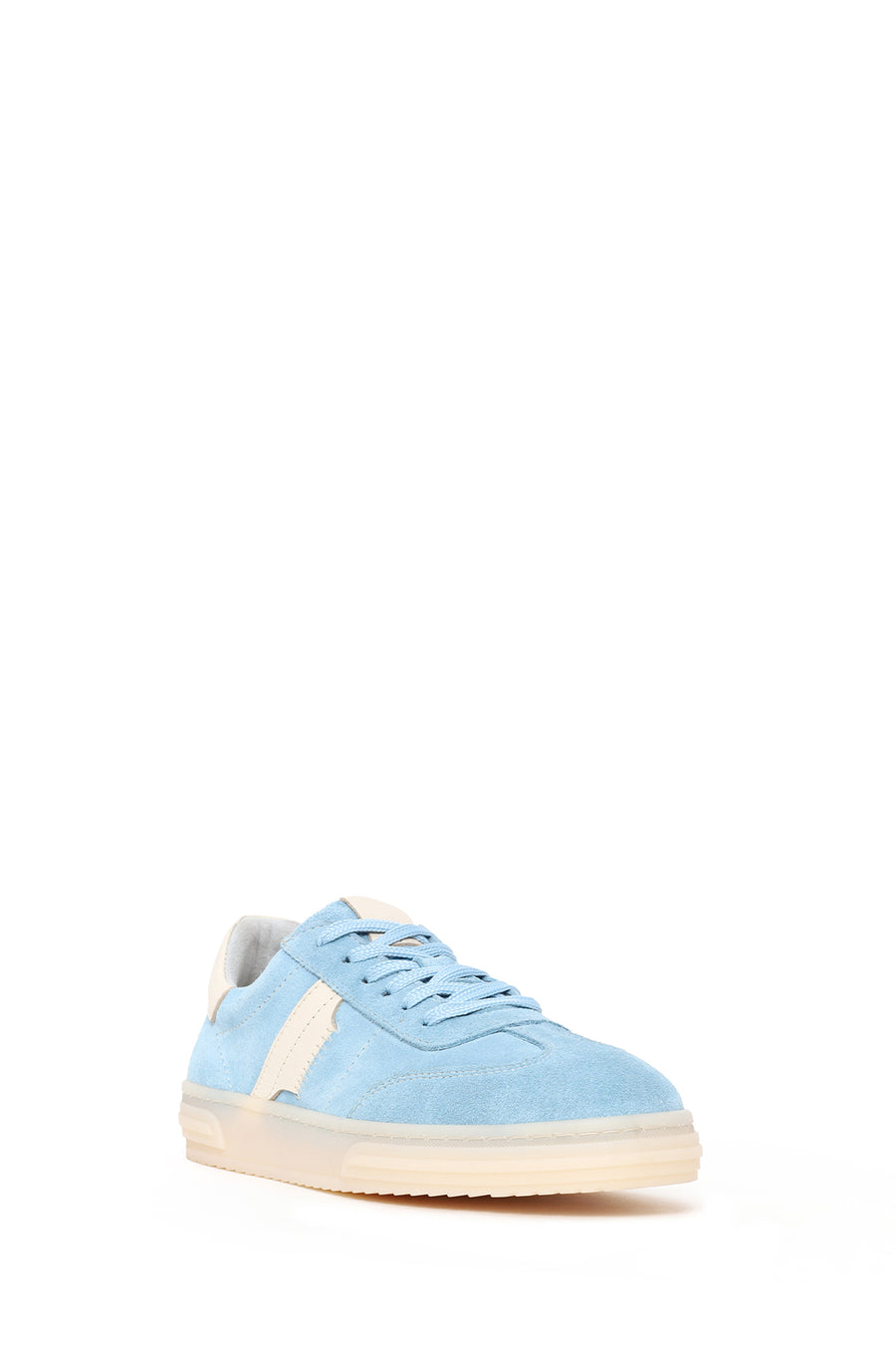Woman Blue Lace-Up Suede Leather Sneakers