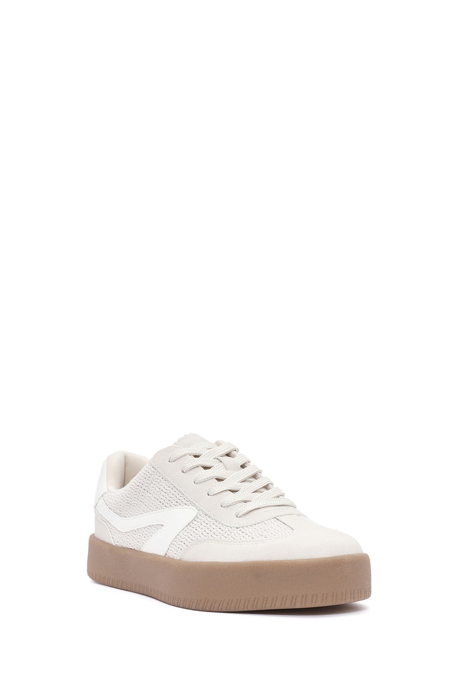 Kadın Bej Bağcıklı Kalın Tabanlı Sneaker