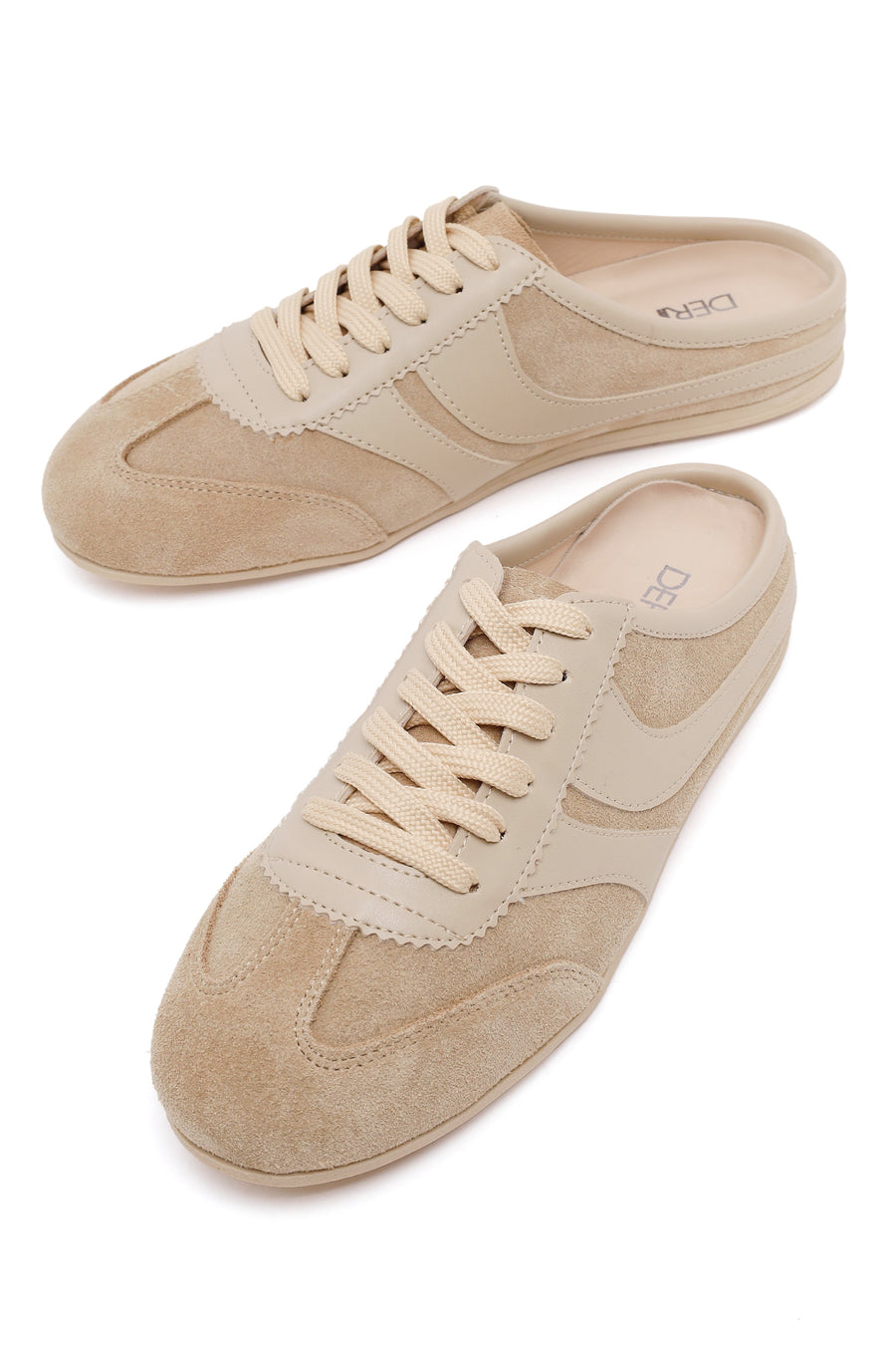 Kadın Bej Mule Arkası Açık Süet Deri Sneaker