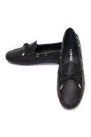Kadın Siyah Püsküllü Deri Loafer | Derimod