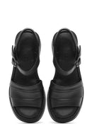 Kadın Siyah Kalın Tabanlı Deri Comfort Sandalet | Derimod