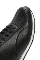 Erkek Siyah Bağcıklı Deri Casual Sneaker | Derimod