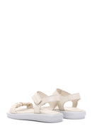 Women's Beige Leather Comfort Sandals | Derimod