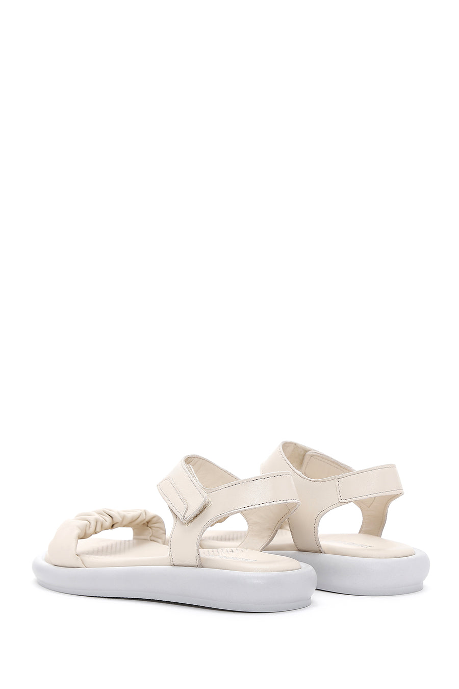 Women's Beige Leather Comfort Sandals