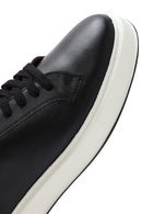 Erkek Siyah Kalın Tabanlı Bağcıklı Deri Sneaker | Derimod