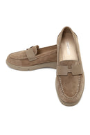 Kadın Vizon Süet Deri Comfort Loafer | Derimod