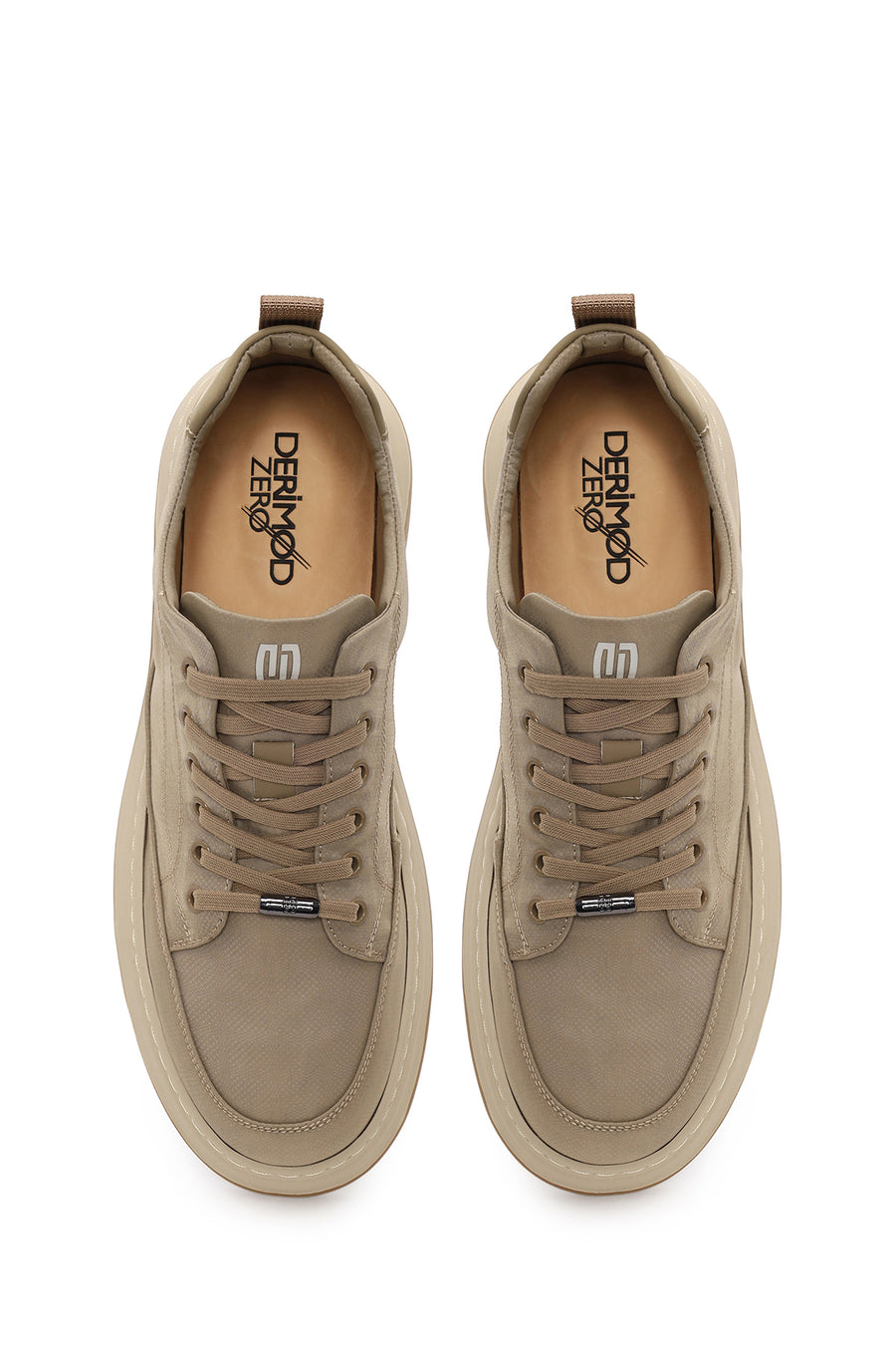 Erkek Bej Bağcıklı Kumaş Sneaker