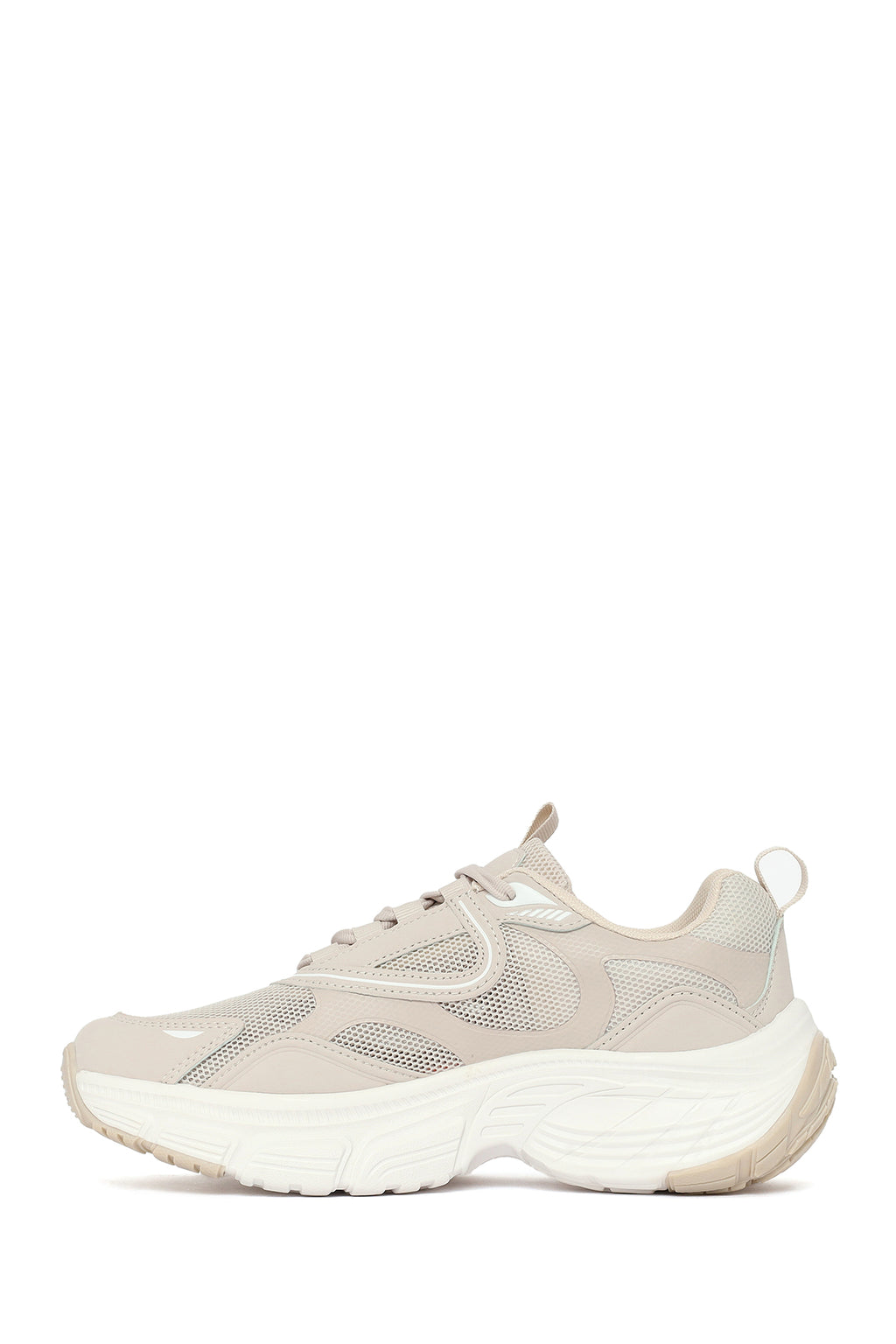Kadın Bej Bağcıklı Kalın Tabanlı Charmlı Sneaker