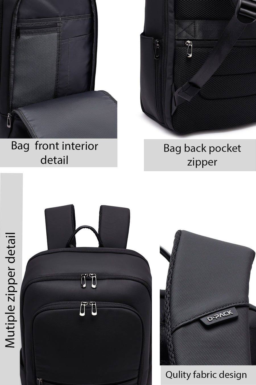 D-Pack Unisex Black Backpack