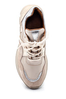 Women's Leather Suede Detail Sneaker | Derimod