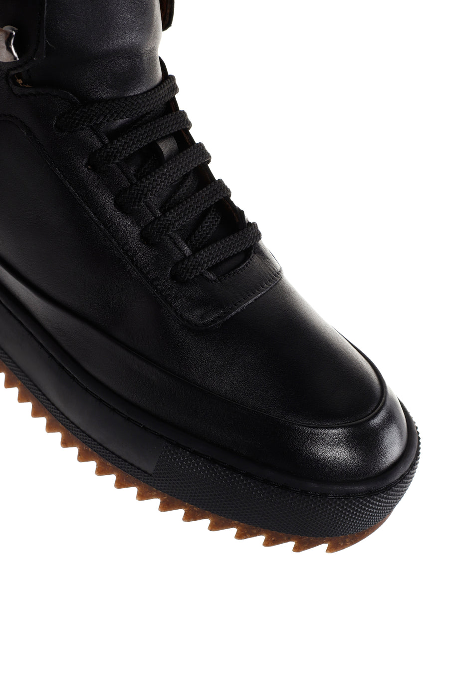 Men's Black Thick Soled Leather Sports Boots