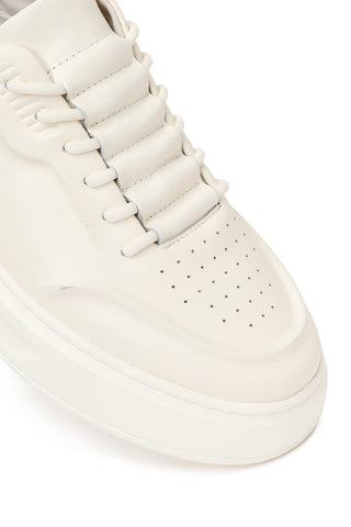 Erkek Beyaz Bağcıklı Deri Sneaker