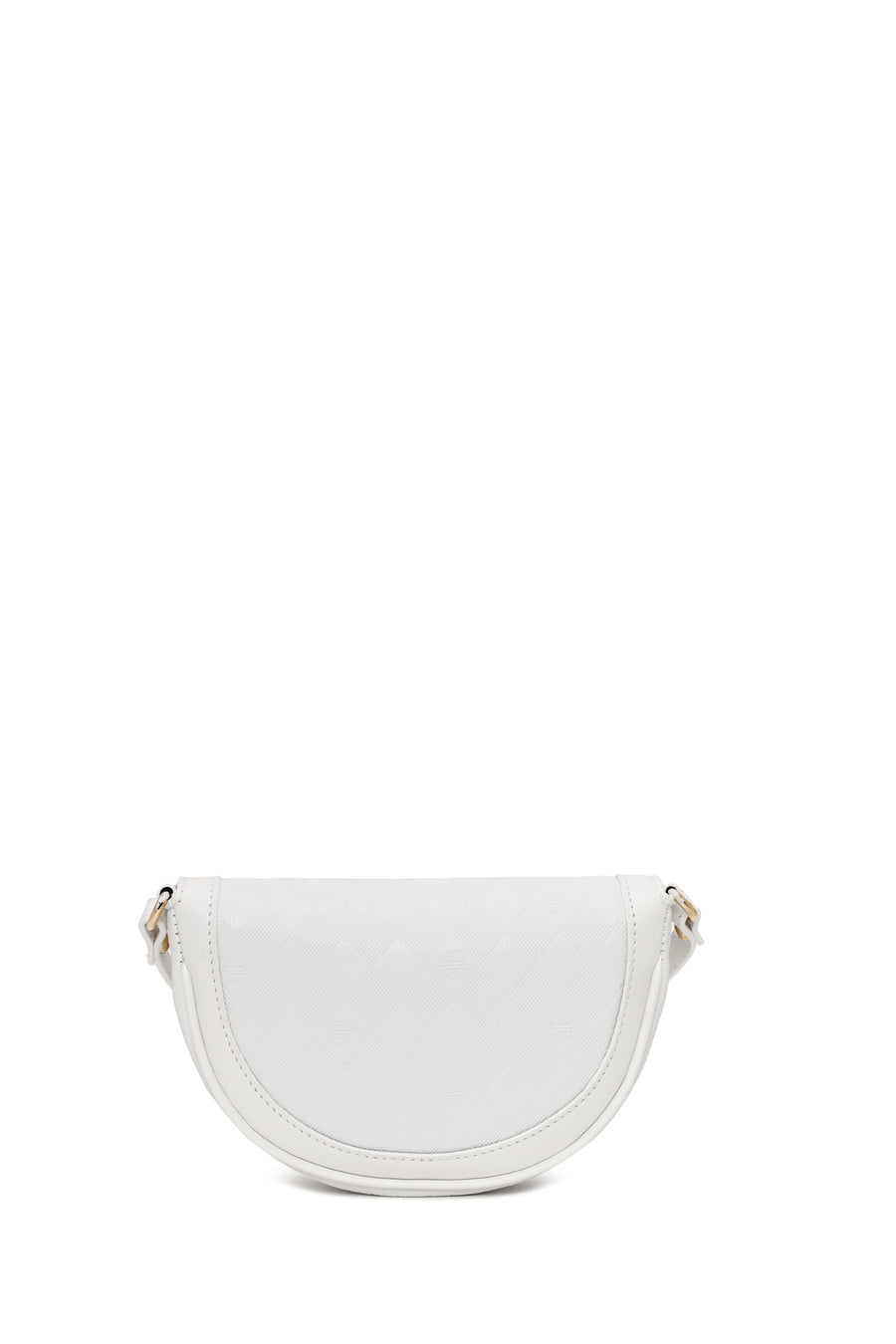 Woman White Long-Strap Printed Mini Crossbody Bag